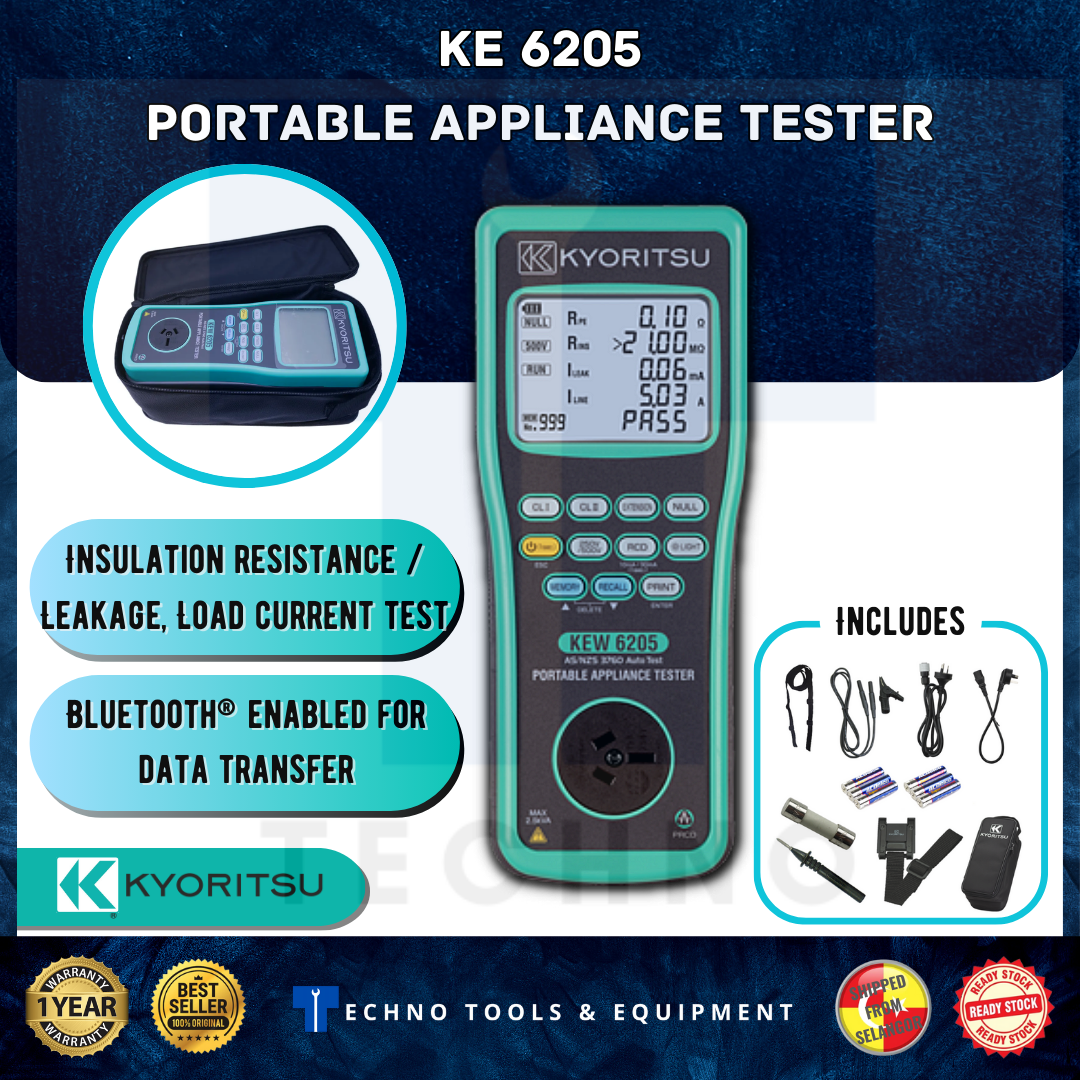 Front view of KYORITSU 6205 portable appliance tester