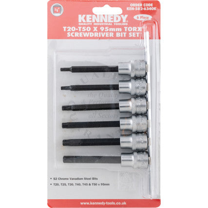 T20-T50x95mm O/L TORX SCREWDRIVERBIT SET 6PC KENNEDY