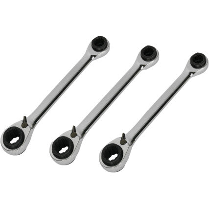 4-IN-1 RATCHET RING REVERSIBLESPANNER SET 3PC