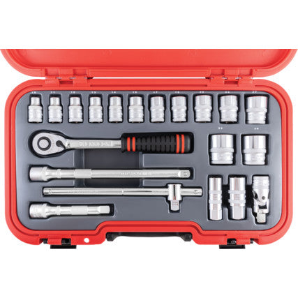 METRIC SOCKET SET 20PC 1/2" SQ DR