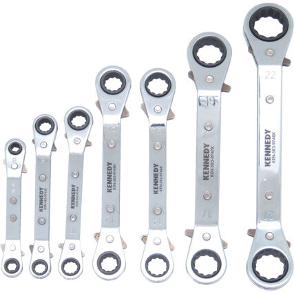 7PC 6-22mm OFFSET RATCHET RINGSPANNER SET