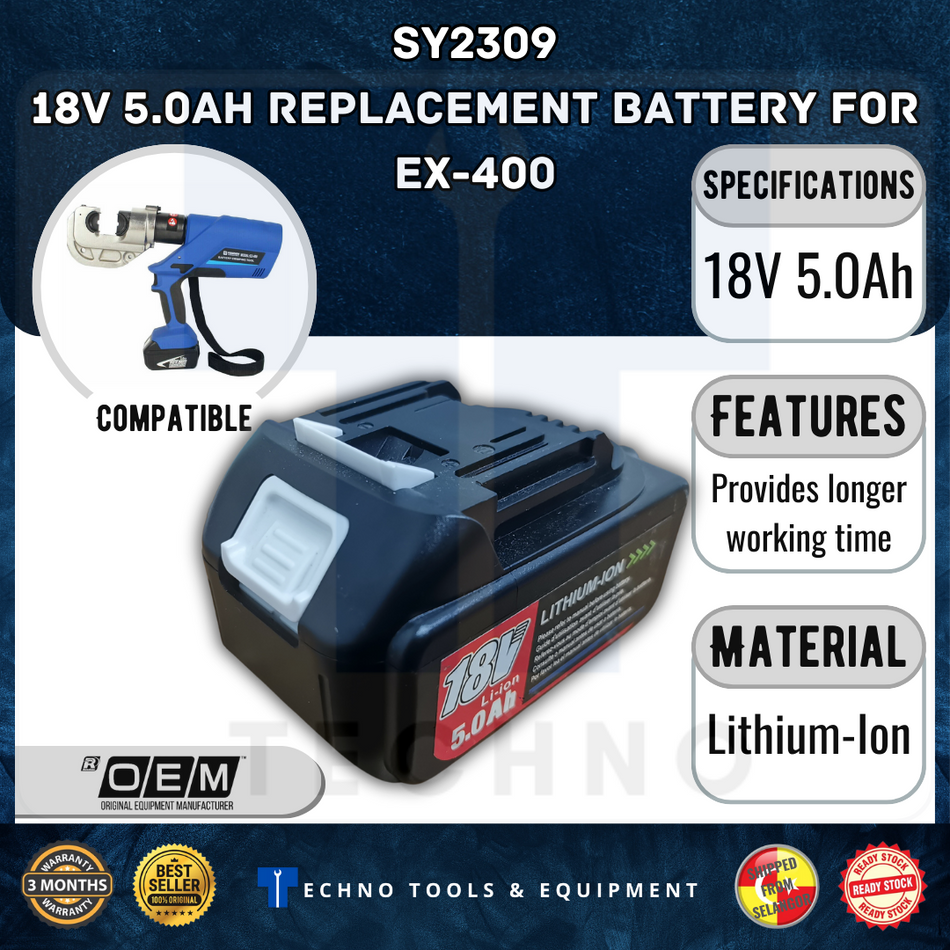 Replacement Battery 18V 5.0Ah for EZ-400 Electric Hydraulic Crimping Tool