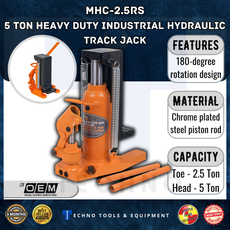 MHC-2.5RS 5 Ton Heavy Duty Industrial Hydraulic Track Jack / Toe Jack