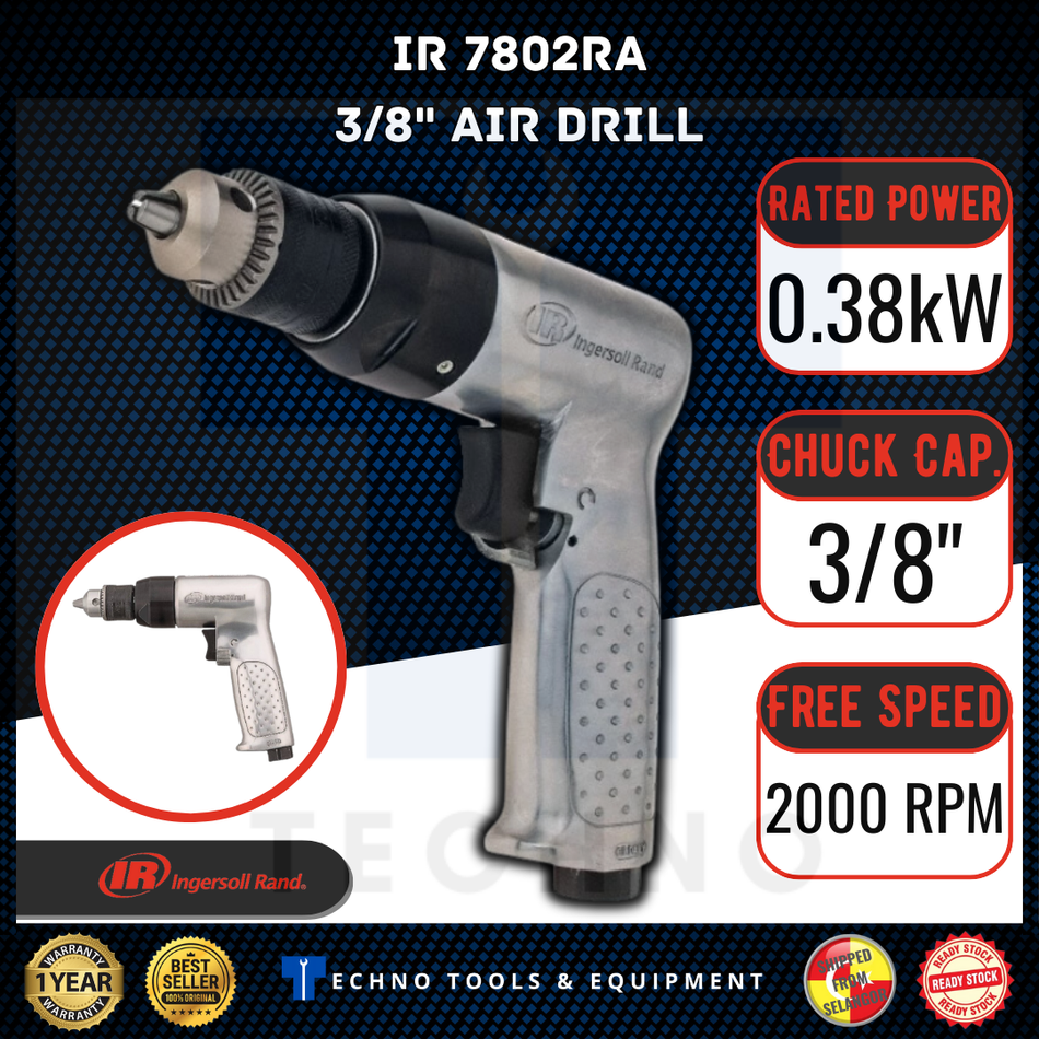 INGERSOLL-RAND IR7802RA 3/8" Heavy Duty Air Drill