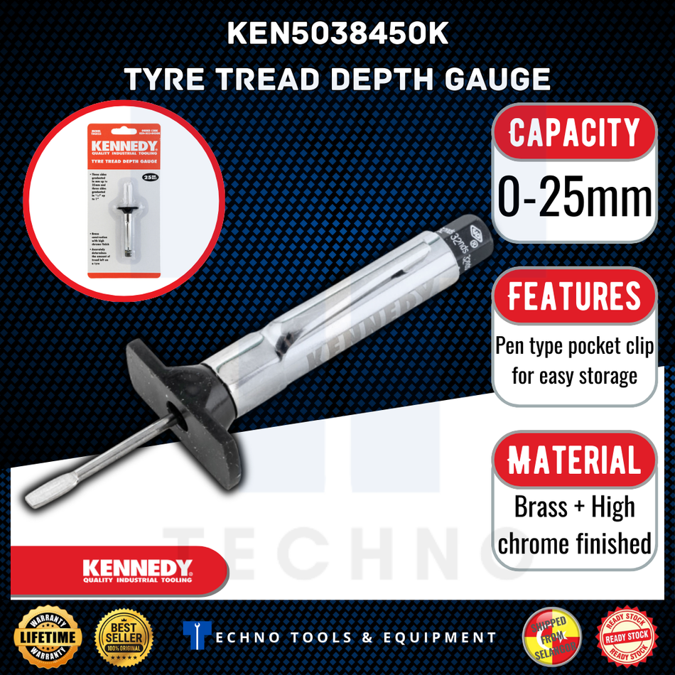 KENNEDY KEN5038450K 25mm Tyre Tread Depth Gauge