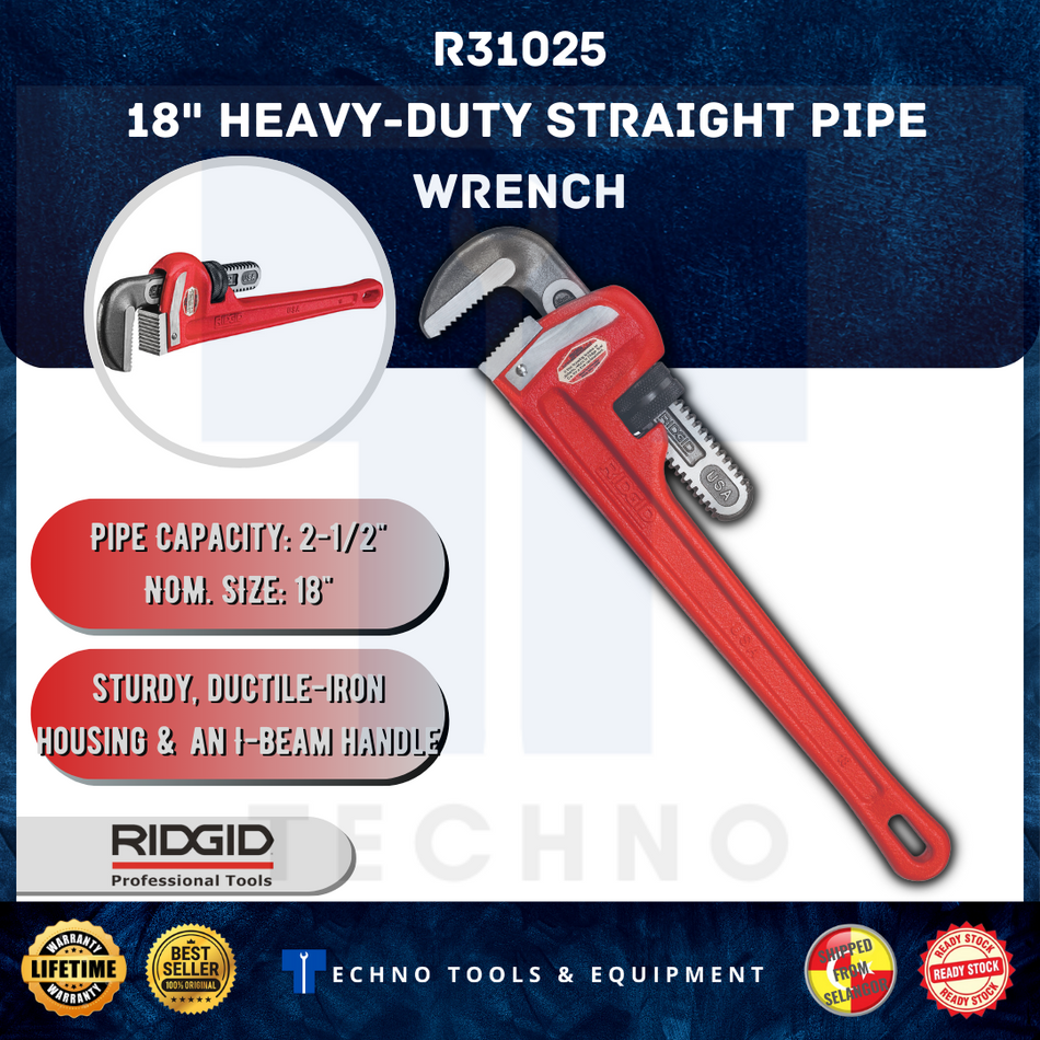 RIDGID Heavy-Duty Straight Pipe Wrenches (18''/450mm) 31025