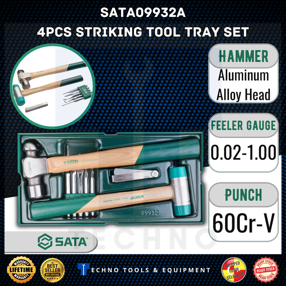 SATA 09932A 4PCS STRIKING TOOL TRAY SET