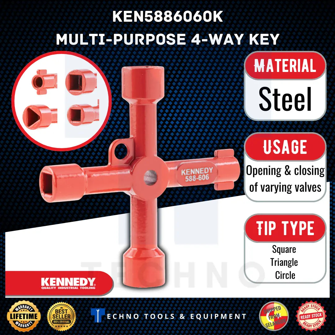 Kennedy KEN5886060K Multi-Purpose 4-Way Utility Key, Square & Triangle KENNEDY