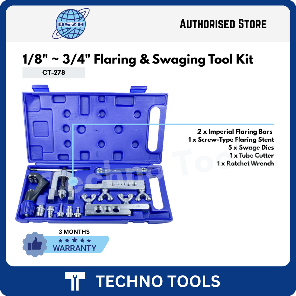 DSZH CT-278 45° FLARING ＆ SWAGING TOOL KIT | 3 Months Warranty