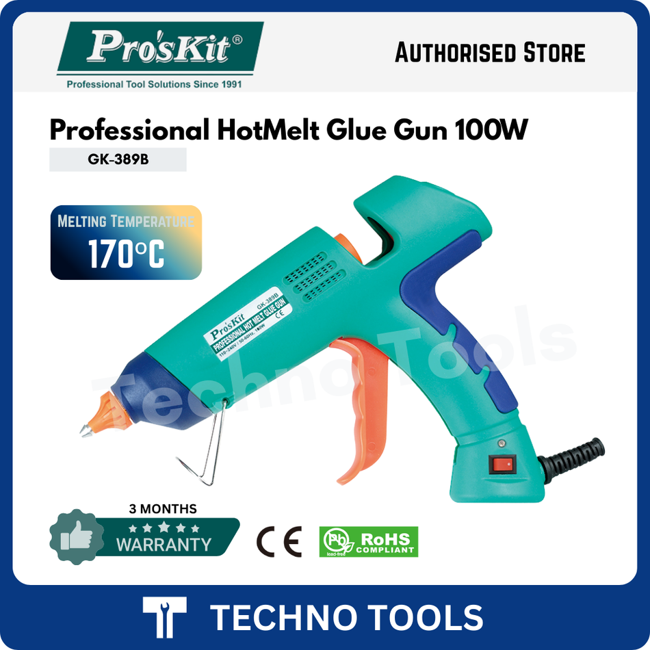 PRO'SKIT GK-389B 100W Professional Hot Melt Glue Gun | 3 Months Warranty