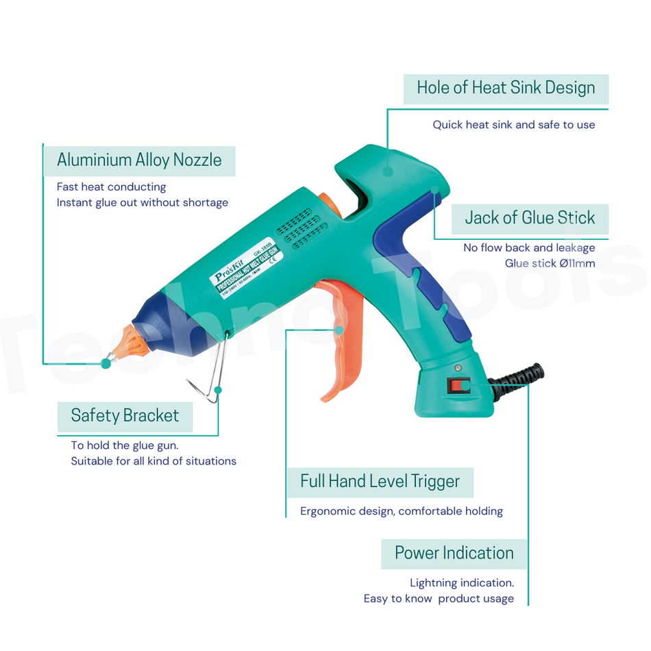PRO'SKIT GK-389B 100W Professional Hot Melt Glue Gun | 3 Months Warranty