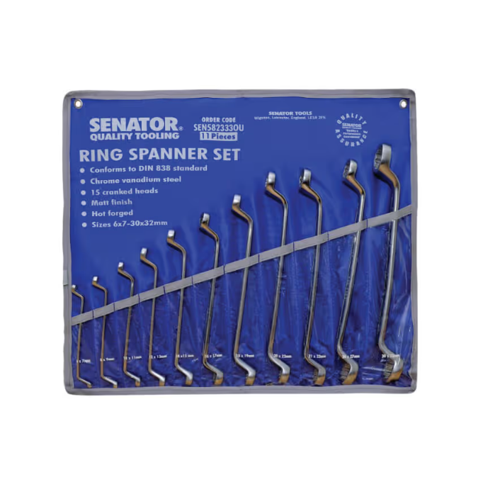 Senator 11pc Chrome Vanadium Ring Spanner Set 6–32mm SENATOR