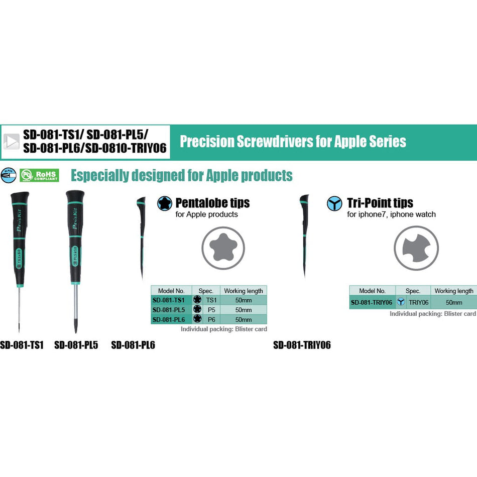 Pro'sKit SD-081 Series Precision Screwdriver ( Triangle / Pentalobe ) PRO'SKIT