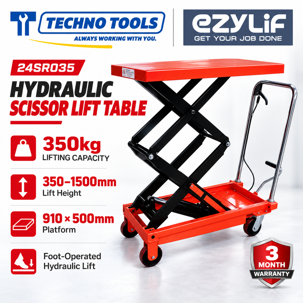 EZYLIF 24SR035 350kg Hydraulic Scissor Lift Table EZYLIF