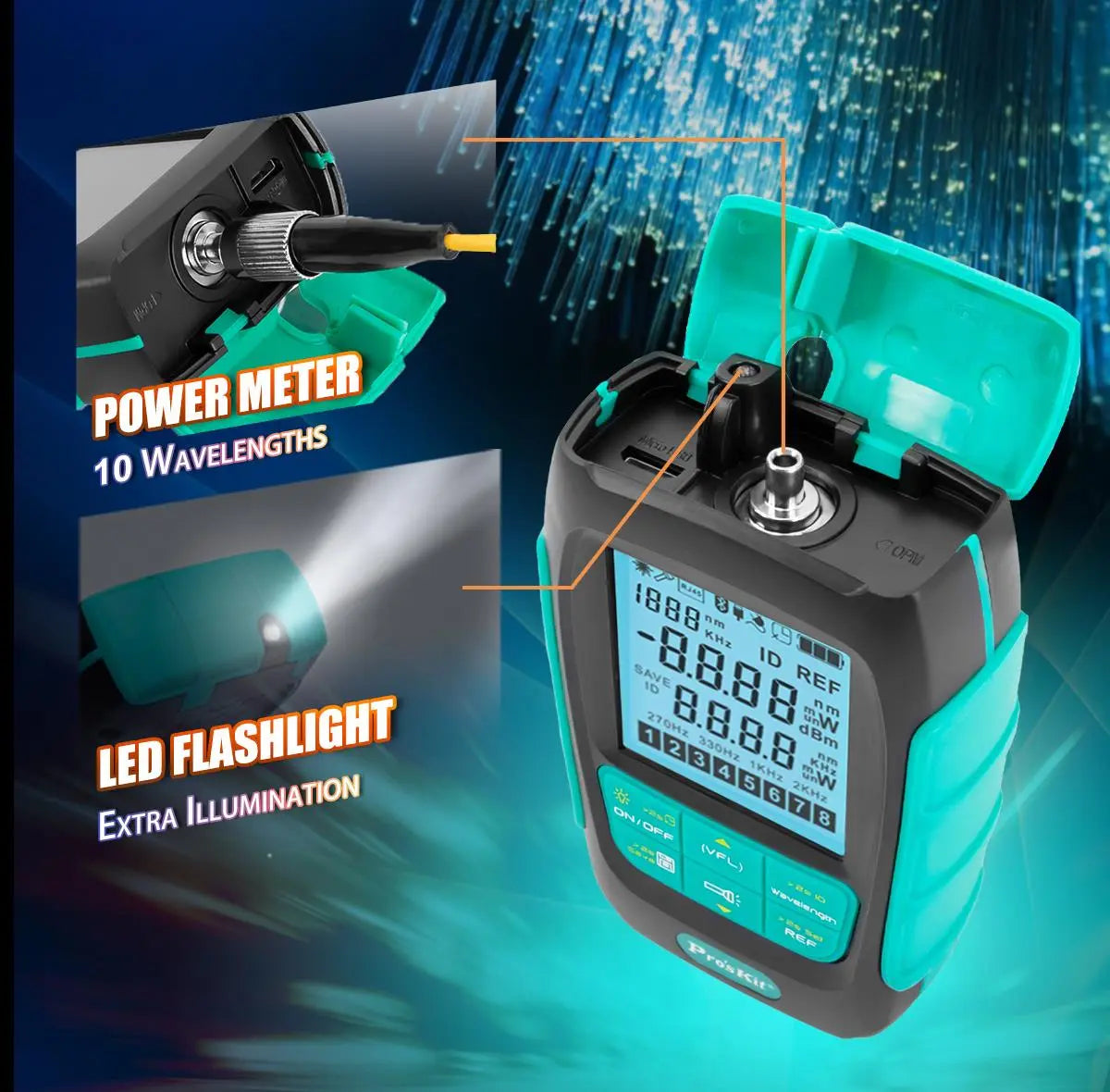 PRO'SKIT MT-7617 Mini Palm 2 in 1 fiber Optical Power Meter LED Flashlight (No Laser) | 3 Months Warranty PRO'SKIT