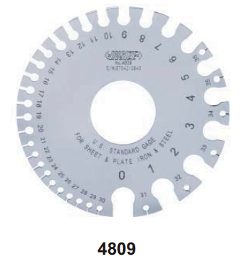 INSIZE 4809 U.S. STANDARD SHEET METAL GAGE 0-36mm