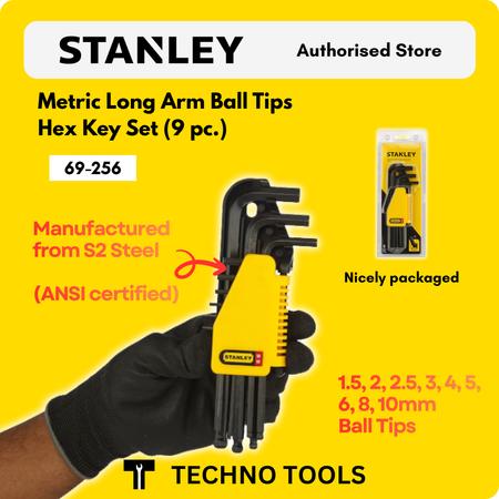 Stanley 9-Piece Metric Long Arm Ball Point Hex Key Set (69-256) STANLEY