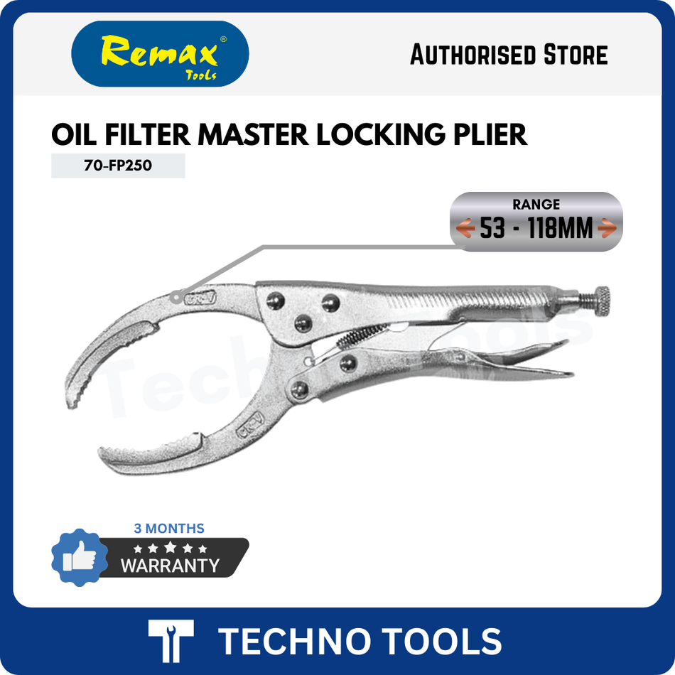 REMAX 70-FP250 53-118mm OIL FILTER MASTER LOCKING PLIER | 3 Months Warranty