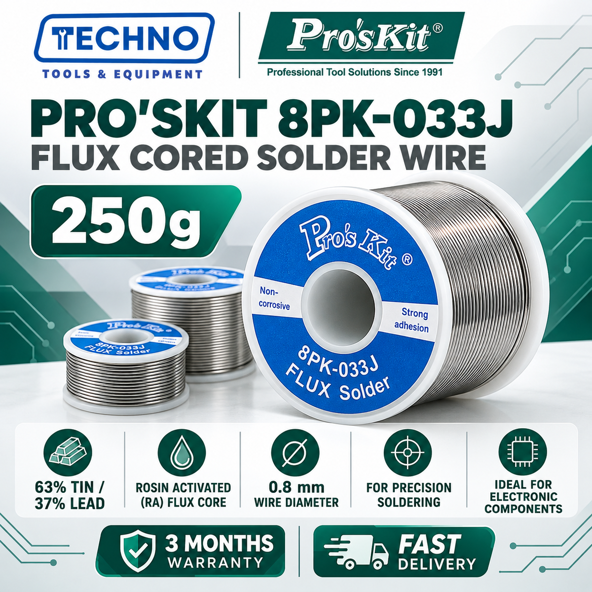 Pro'sKit 8PK-033J / 8PK-033K / 8PK-033L Flux Cored Solder Wire (250g) PRO'SKIT