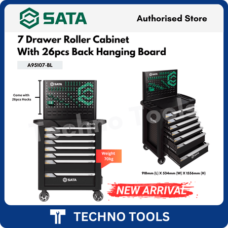 SATA A95107-BL 7-Drawer Roller Cabinet with 26pcs Hanging Board SATA