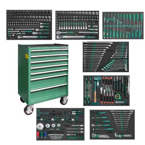 JONNESWAY 389PCS PROFESSIONAL MECHANIC TOOL SET W/8-DRAWER TOOL TROLLEY C-8DW389V