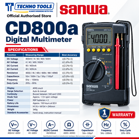 Sanwa CD800a multimeter specification chart