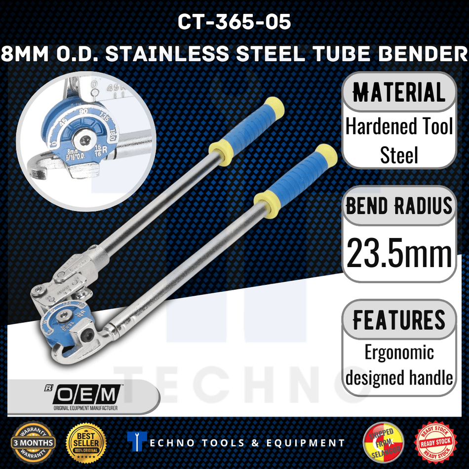 Heavy Duty Tube Bender 8mm, 1/4", 3/8", 1/2" - Able to Bend Stainless Steel Tubing | 3 Months Warranty
