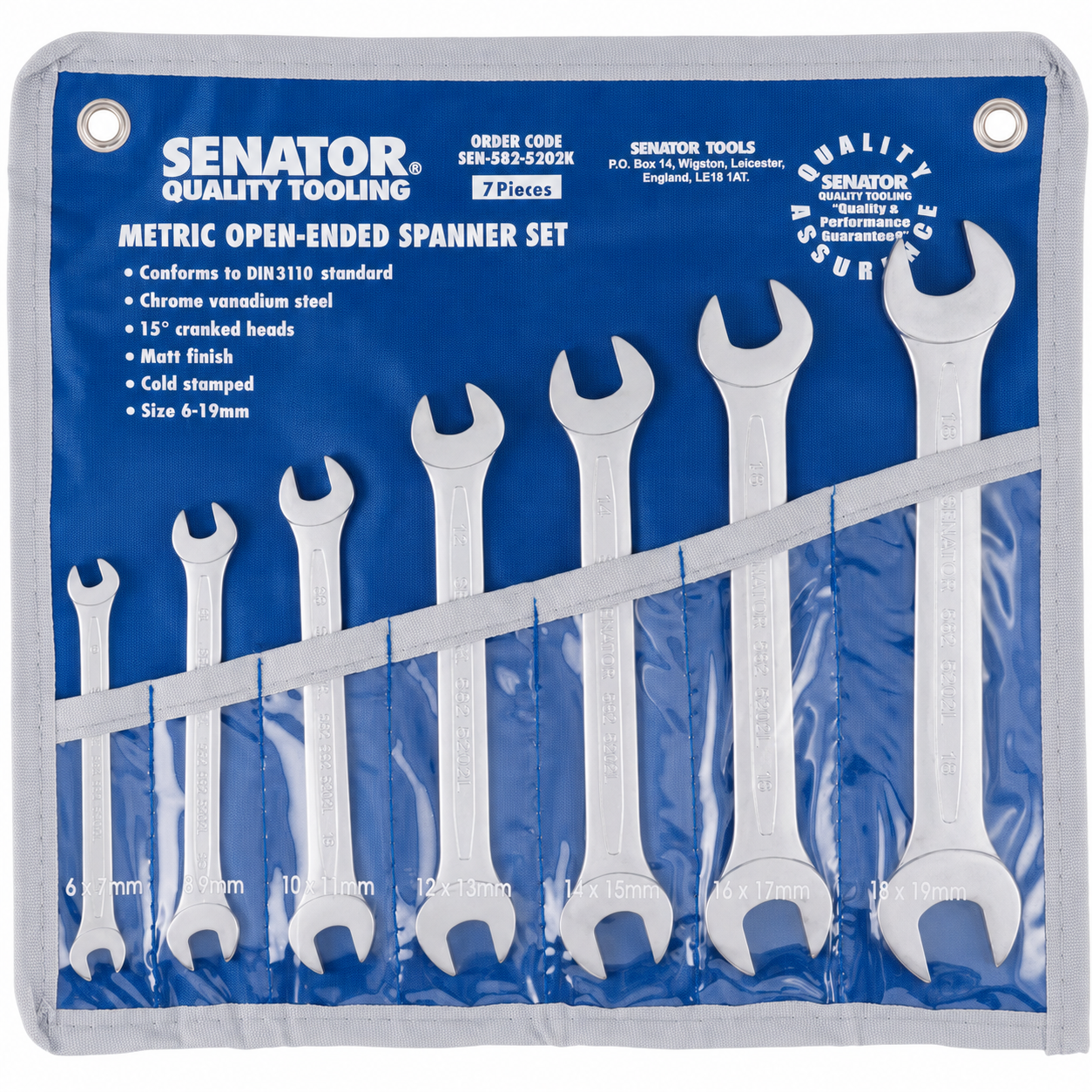 Senator 7pc Combination Spanner Set 6–19mm Chrome Vanadium SENATOR