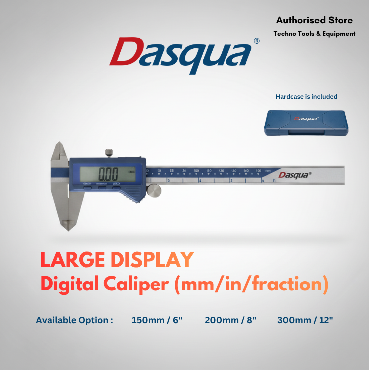 DASQUA Digital Caliper | Large LCD | 6" 8" 12" Stainless Steel DASQUA