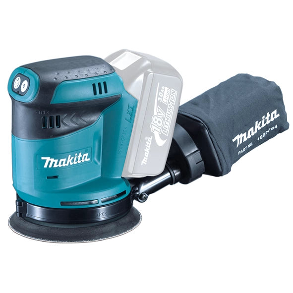 Makita DBO180Z 18V Cordless Random Orbit Sander 5" without battery and charger on a white background