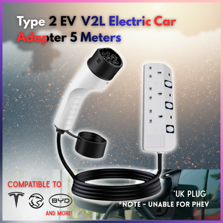 V2L Electric Car Adapter Type 2 to 3-Pin Standard Socket 13A 220V Techno Tools & Equipment
