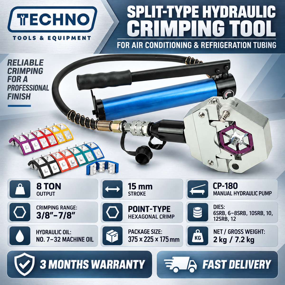 Ready Stock Hydraulic Crimping Tool Auto A/C Hose Crimper for Repair Air Conditioner Pipes OEM