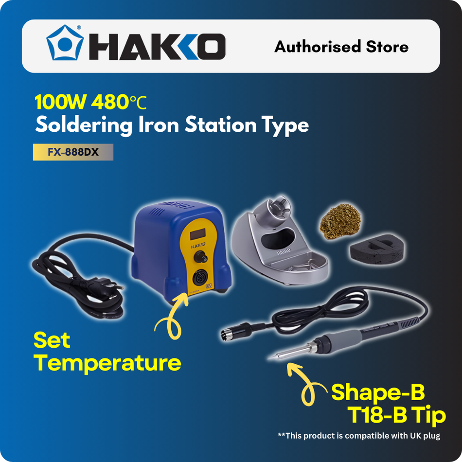 Hakko FX-888DX 100W 480 degree soldering iron station with shape-B T18-B Tip