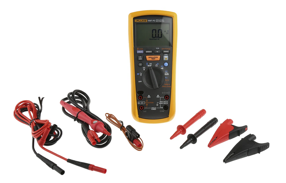 Fluke 1587 Insulation Tester 50V–1000V Digital CAT IV, CAT III with accessories.