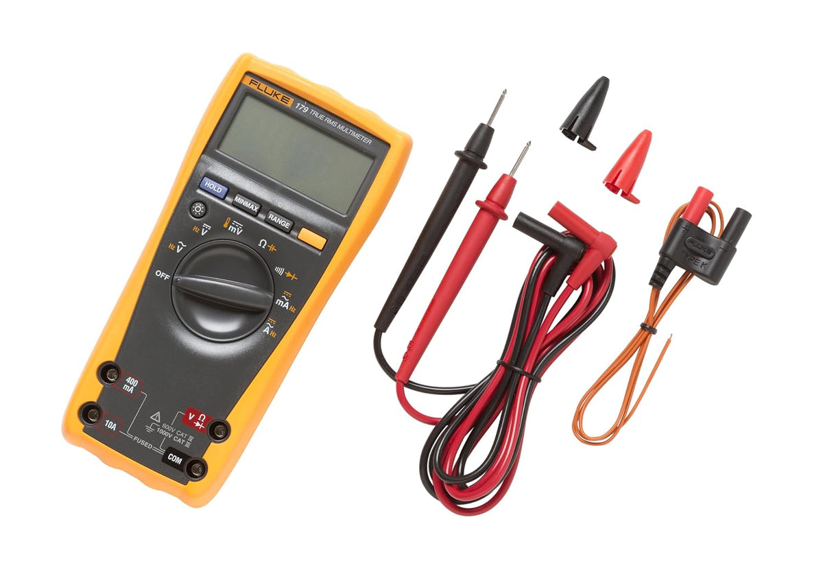 Fluke 179 True-RMS Digital Multimeter | CAT III 1000V Temperature Probe Included FLUKE
