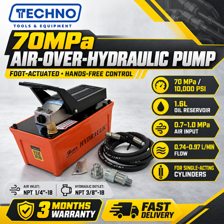 Pneumatic Air Hydraulic Foot Pump 70MPa (10000 PSI) 1.6L Hydraulic Oil Treadle Power Unit with Hose & Coupler OEM