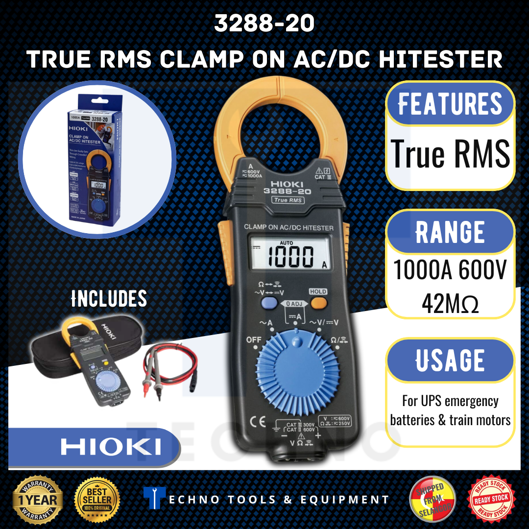 Hioki 3288-20 AC/DC Clamp On Hitester True RMS Voltage – Techno Tools ...