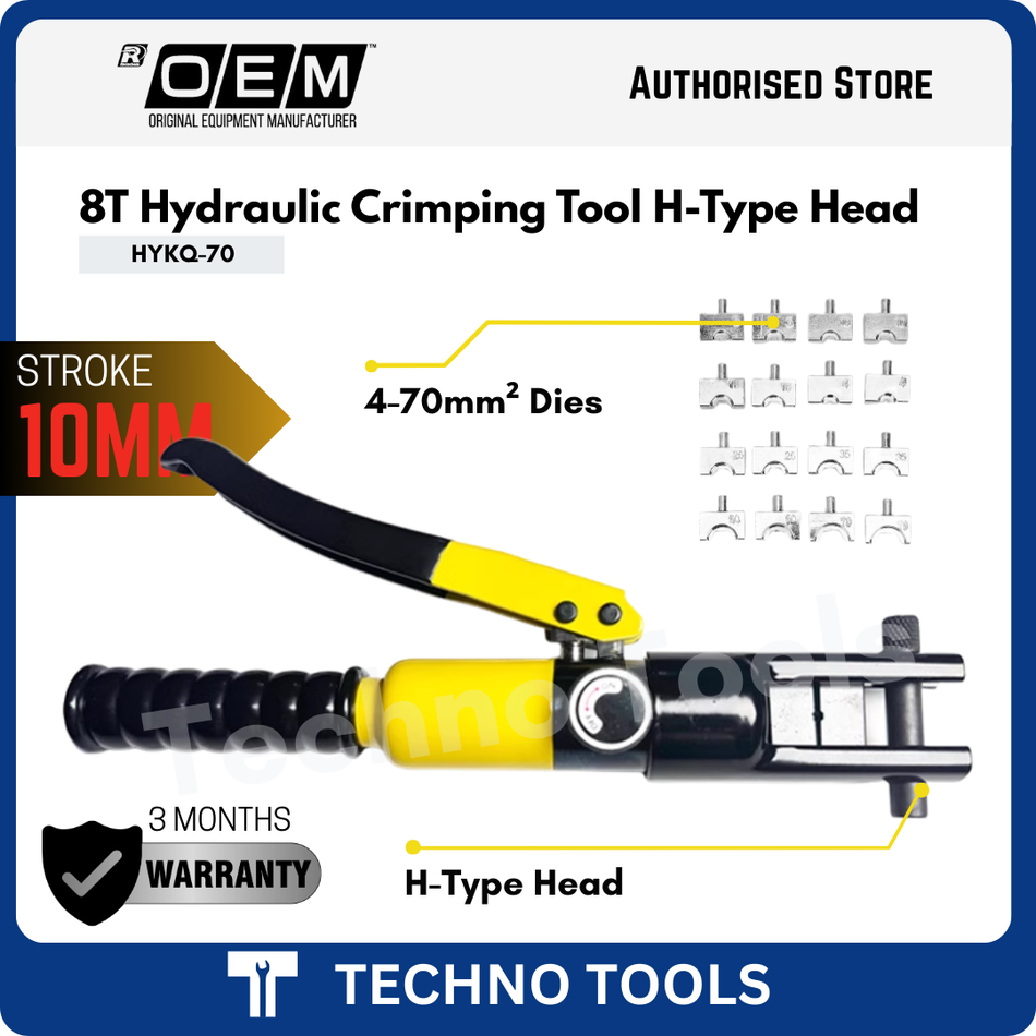 YQK-70 / HYQK-70 4-70mm 8 Ton Hydraulic Crimping Tool | 3 Months Warranty