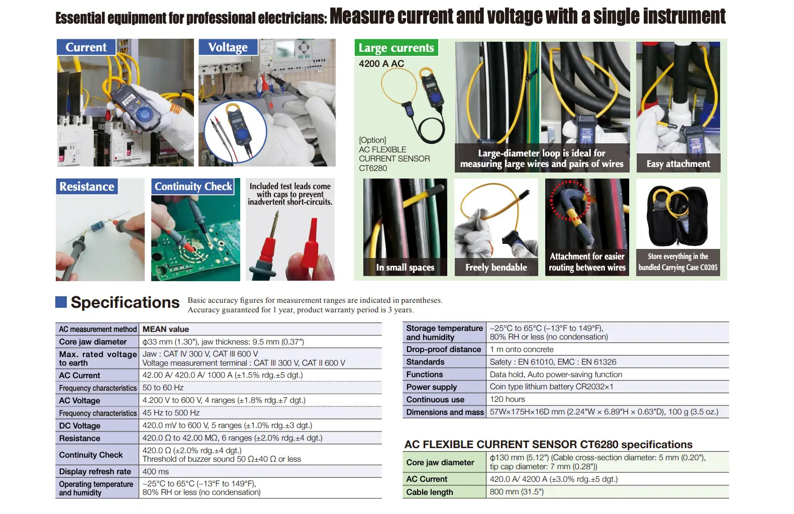 Hioki 3280-10F & 3280-70F AC Clamp Meter Specification
