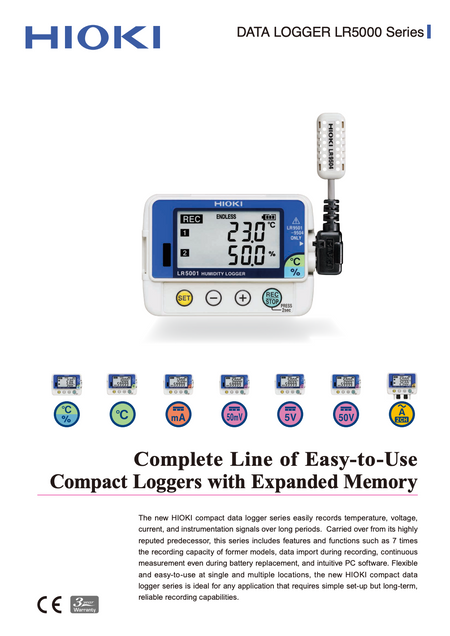 HIOKI data logger LR5000 Series on a white background with product details. Malaysia local supplier Techno Tools & Equipments.