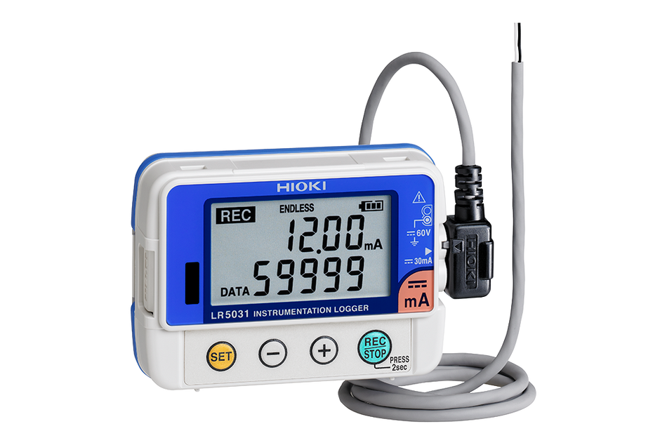 Hioki LR5031 instrumentation logger with digital display on a white background, Malaysia local supplier Techno Tools & Equipment Sdn Bhd