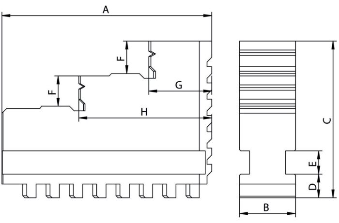 INDEXA 200mm HARD INSIDE LATHE CHUCK JAWS IND4901060K INDEXA
