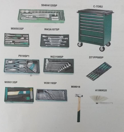 JONNESWAY C-7DB2114ZZ 114PC 7-DRAWER TOOL TROLLEY SET