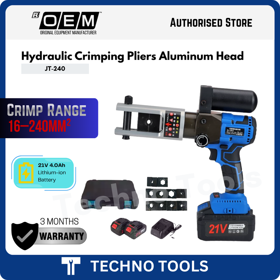 Electric Hydraulic Cable Lug Crimping Pliers 21V for Copper/Aluminum 16-240mm² JT-240 SL-240