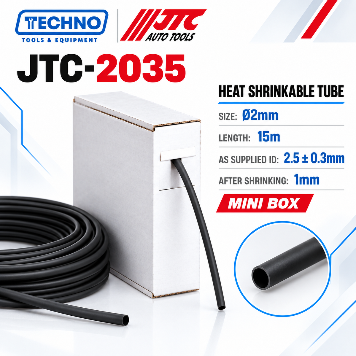 JTC Heat Shrinkable Tube Mini Box | Ø2–10mm, 10–15m JTC