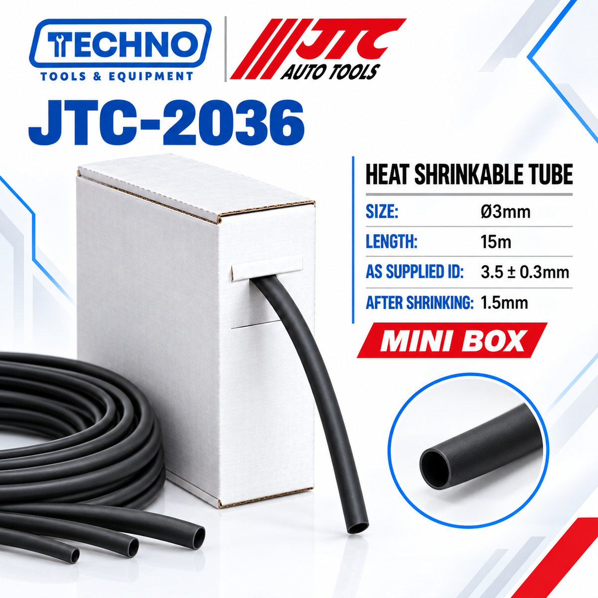 JTC Heat Shrinkable Tube Mini Box | Ø2–10mm, 10–15m JTC