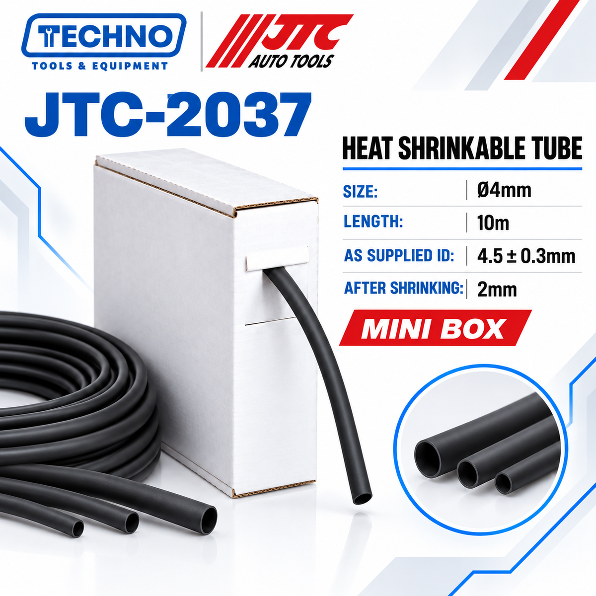 JTC Heat Shrinkable Tube Mini Box | Ø2–10mm, 10–15m JTC
