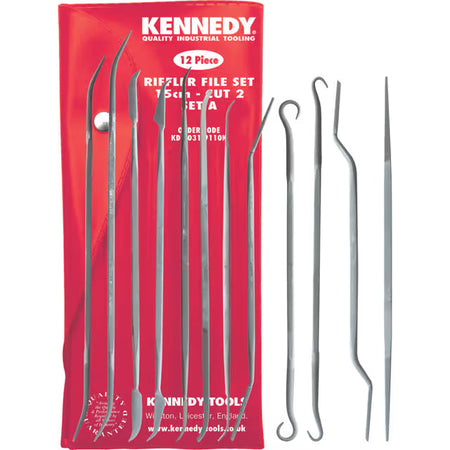 KENNEDY 12pc 15cm Cut 2 Riffler File Set SET-A KDY0319110K KENNEDY
