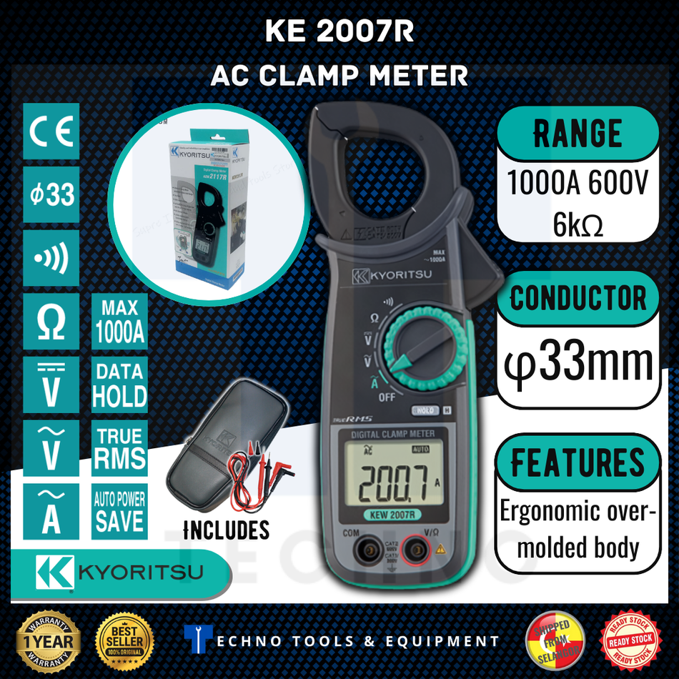 KYORITSU 2007R AC Digital Clamp Meters (KEW 2007R)