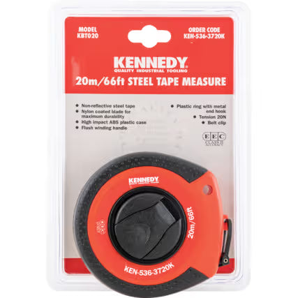 KENNEDY 20m Steel Blade Tape Measure 66ft Heavy Duty KENNEDY